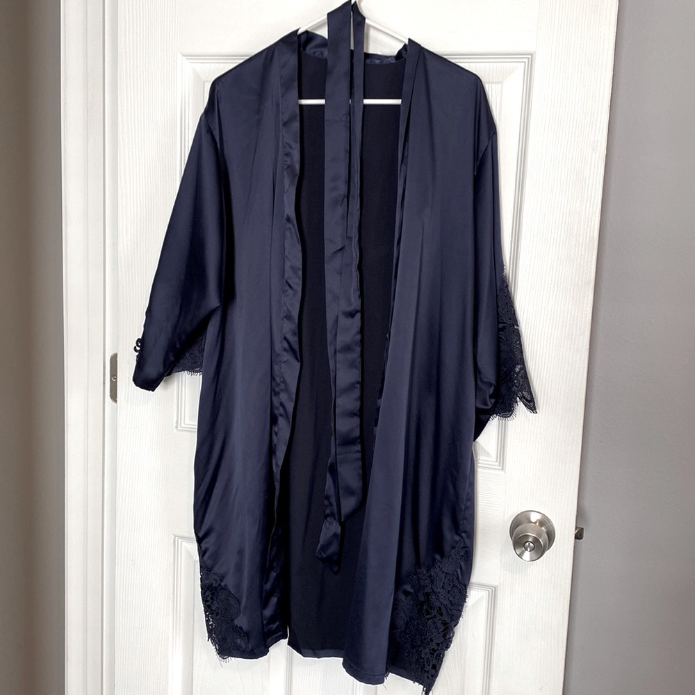 Navy Silk Robe